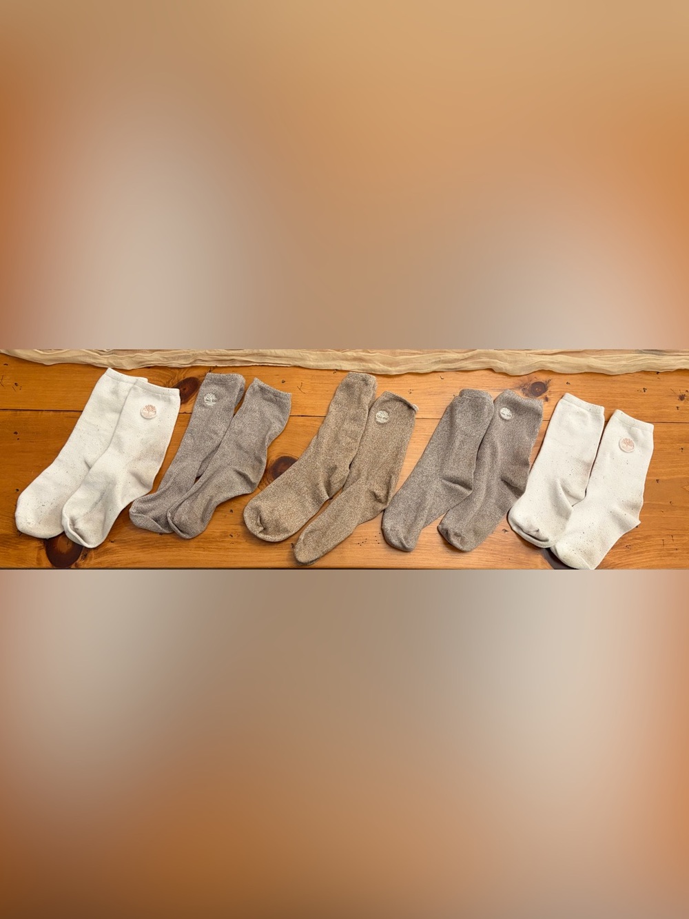 Timberland Brown Marled Crew Socks with Logo - Ships as is!